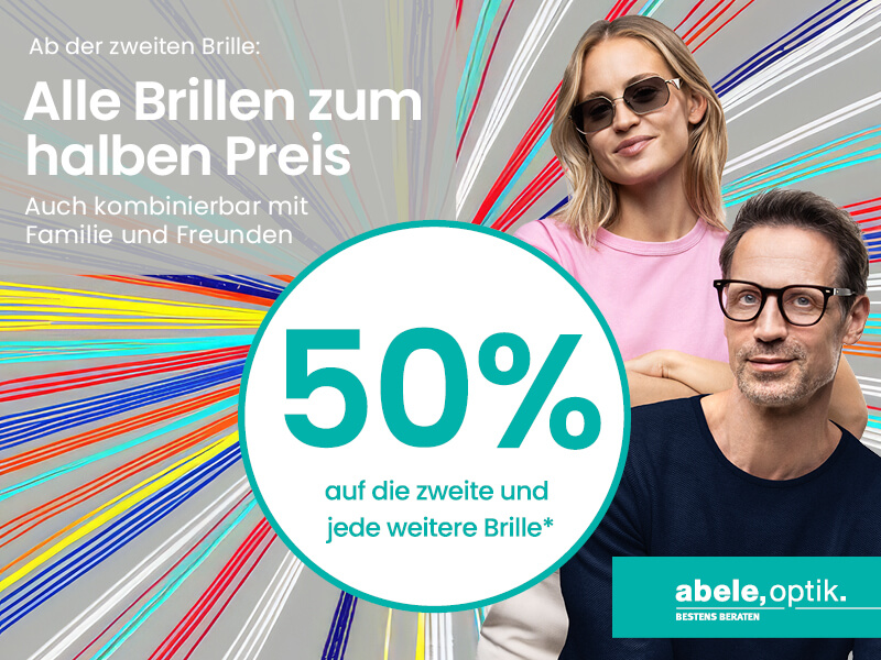 50 % Rabatt auf die zweite und jede weitere Brille*