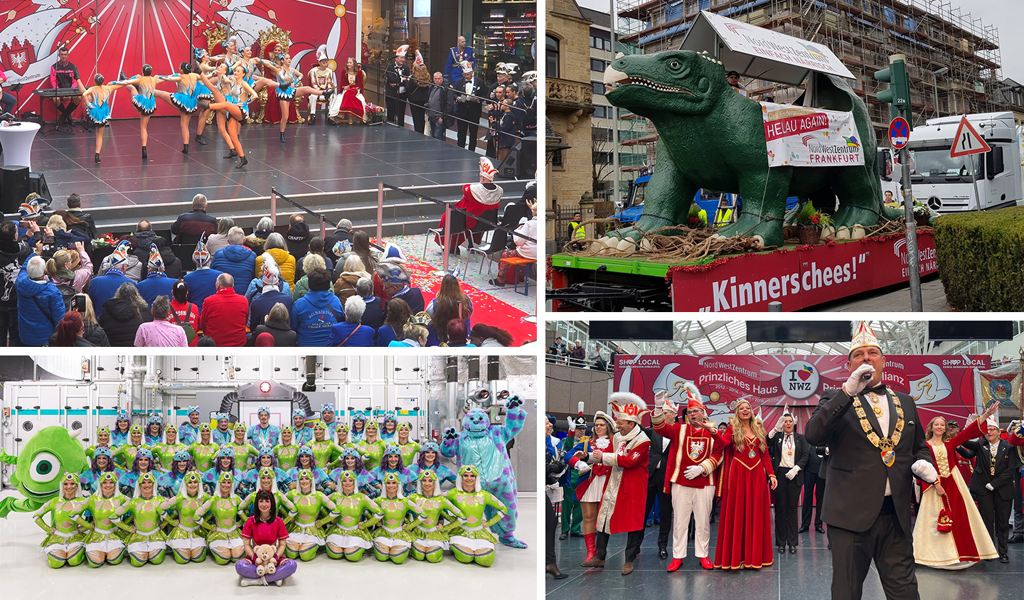 Impressionen Fastnacht im NordWestZentrum und Dino-Wagen.